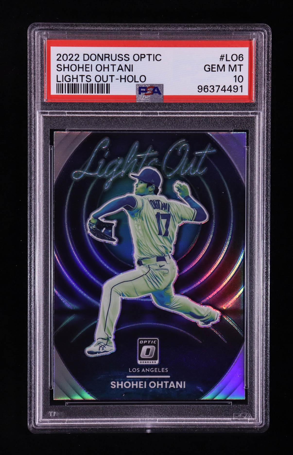 Shohei Ohtani 2022 Panini Donruss Optic Lights Out Holo #LO-6 (PSA 10) at PristineAuction.com Shohei Ohtani 2022 Panini Donruss Optic Lights Out Holo #LO-6 (PSA 10) at PristineAuction.com