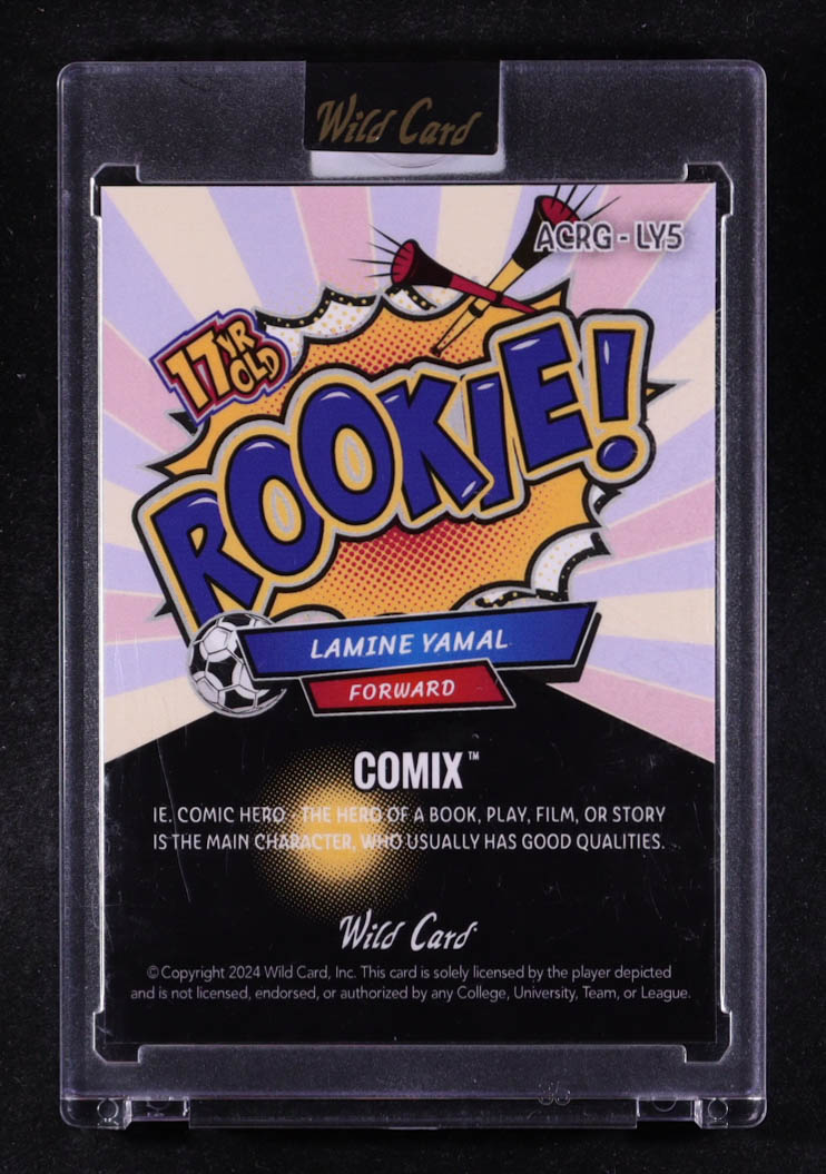 Lamine Yamal 2024 Wild Card Comix ROOKIE! Blue Mosaic #ACRG-LY5 #2/4 RC at PristineAuction.com Lamine Yamal 2024 Wild Card Comix ROOKIE! Blue Mosaic #ACRG-LY5 #2/4 RC at PristineAuction.com