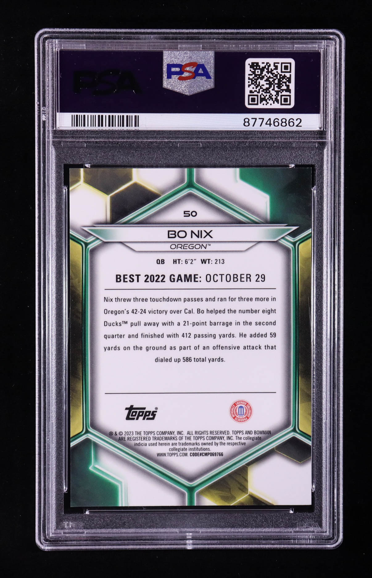 Bo Nix 2023 Bowman U Best Green Mini-Diamond #50 RC #58/99 (PSA 10) at PristineAuction.com Bo Nix 2023 Bowman U Best Green Mini-Diamond #50 RC #58/99 (PSA 10) at PristineAuction.com