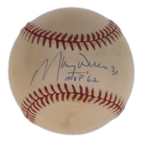 Maury Wills Signed ONL Baseball Inscribed "MVP '62" (JSA) at PristineAuction.com