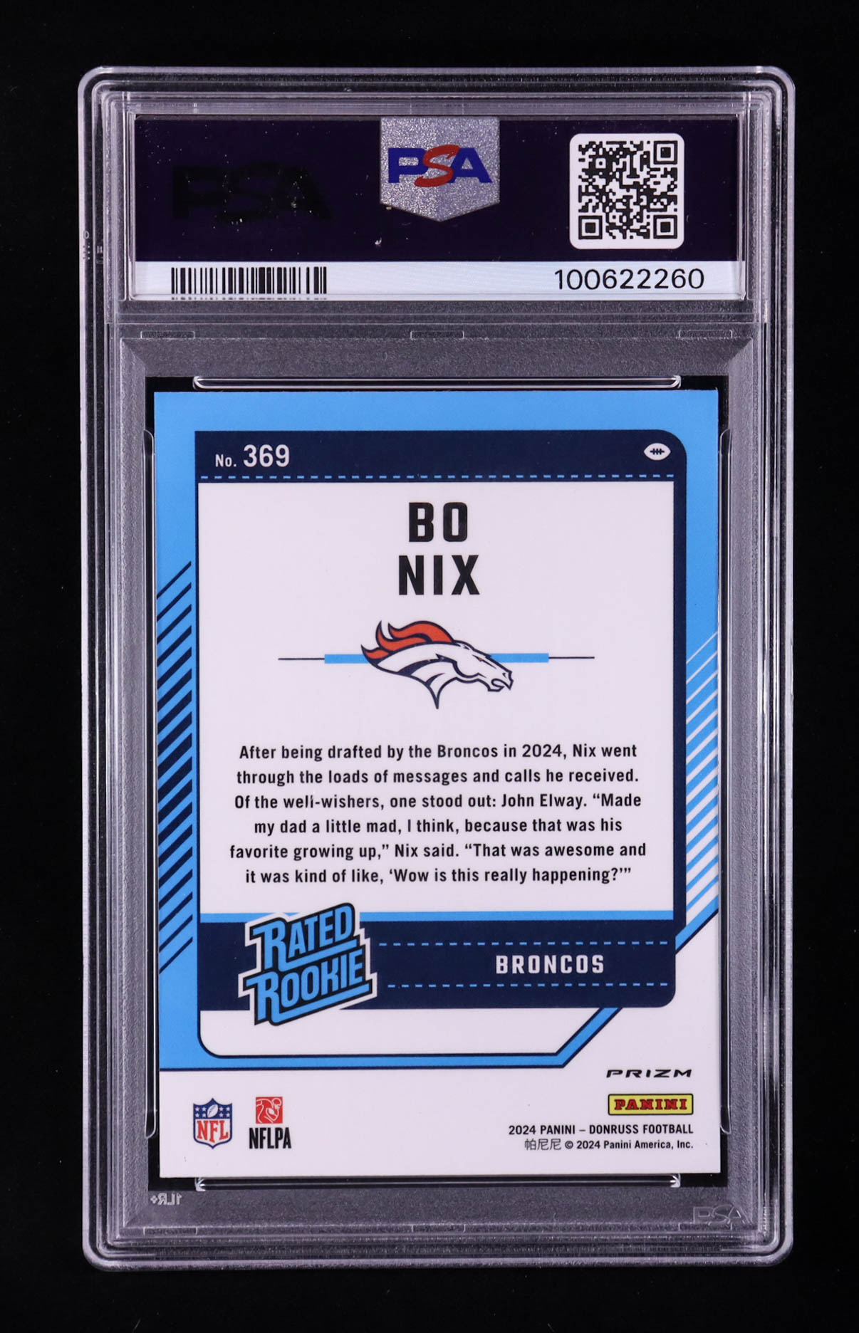 Bo Nix 2024 Panini Donruss Optic Preview Red Pandora RR #369 RC (PSA 10) at PristineAuction.com Bo Nix 2024 Panini Donruss Optic Preview Red Pandora RR #369 RC (PSA 10) at PristineAuction.com