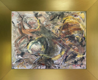 Mark Lewis Original Custom Framed Abstract Painting On Canvas (Lewis) at PristineAuction.com