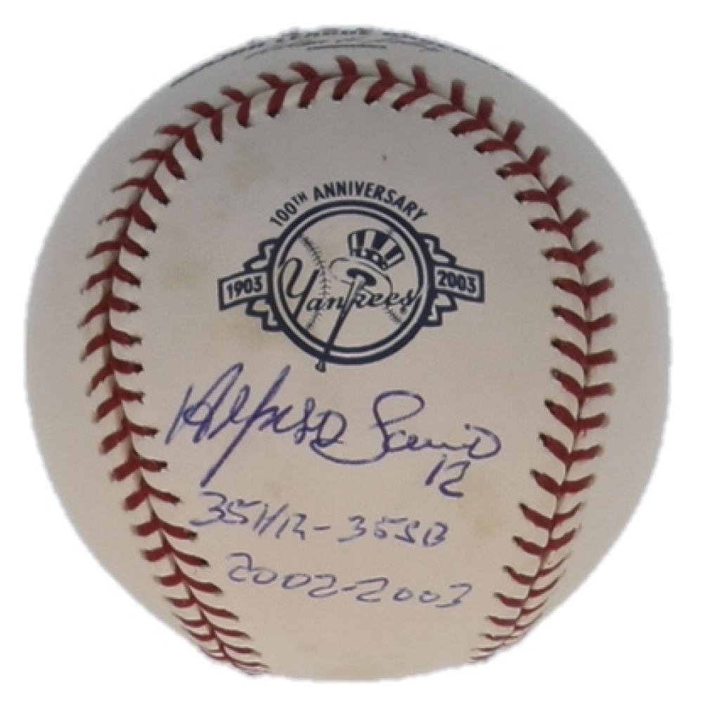 Alfonso Soriano Signed OML Baseball Inscribed "35 HR 35 SB" & "2002-2003" (Beckett) at PristineAuction.com