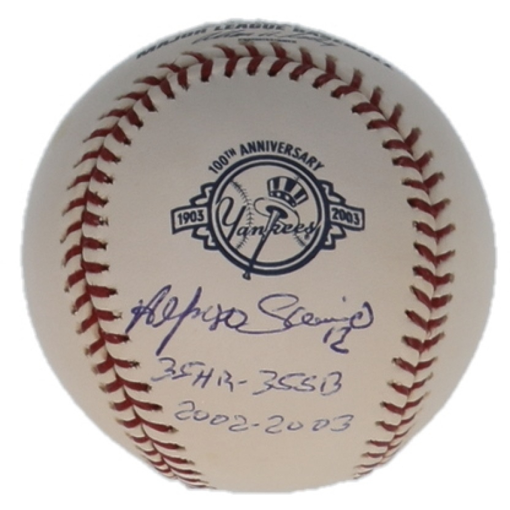 Alfonso Soriano Signed OML Baseball Inscribed "35 HR 35 SB" & "2002-2003" (Beckett) at PristineAuction.com