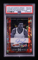 Giannis Antetokounmpo 2025 Leaf Sport Heroes Win City Autographs Orange Crystal #WC-GA1 #1/6 (PSA 10) at PristineAuction.com