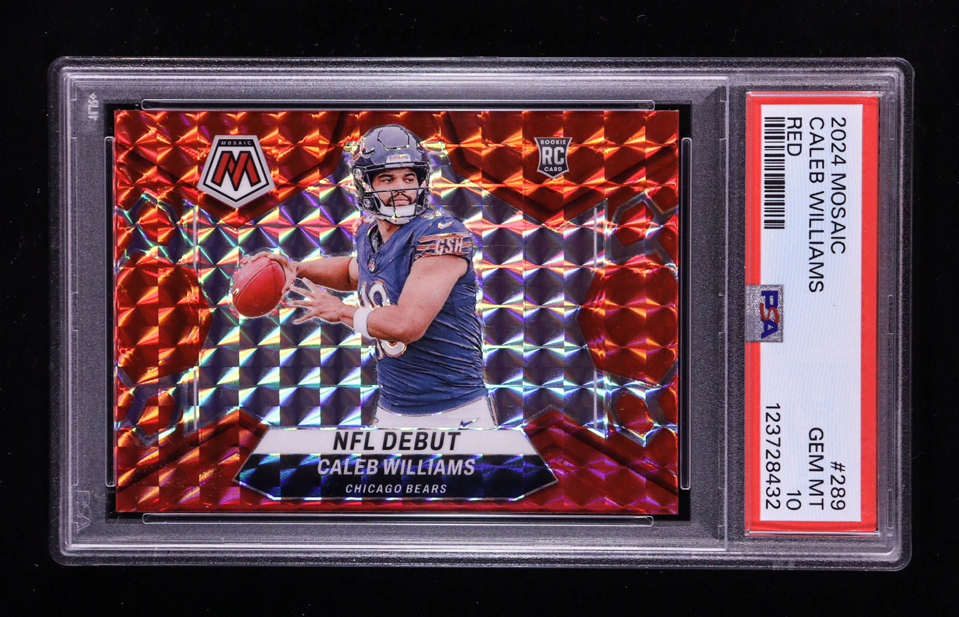 Caleb Williams 2024 Panin Mosaic Red NFL Debut #289 RC (PSA 10) at PristineAuction.com Caleb Williams 2024 Panin Mosaic Red NFL Debut #289 RC (PSA 10) at PristineAuction.com