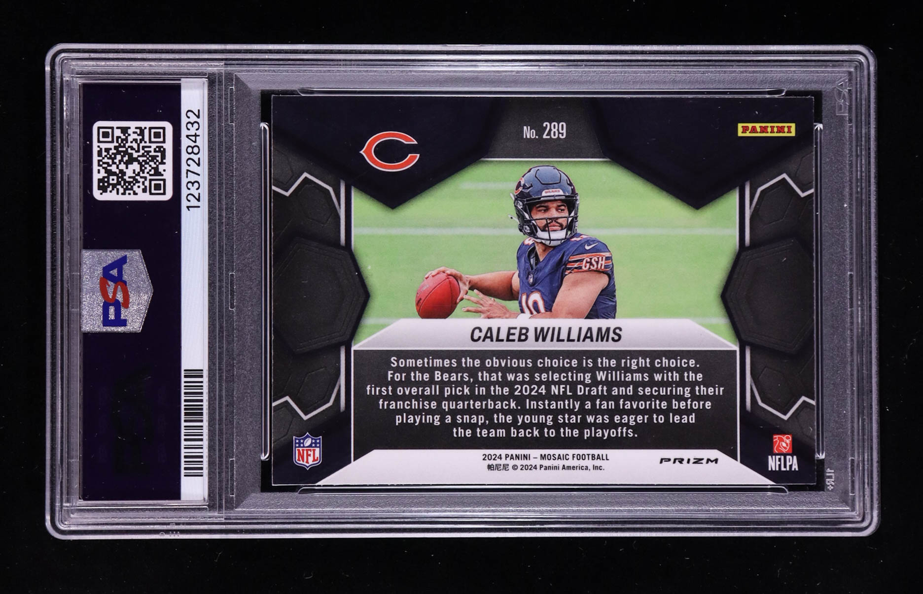 Caleb Williams 2024 Panin Mosaic Red NFL Debut #289 RC (PSA 10) at PristineAuction.com Caleb Williams 2024 Panin Mosaic Red NFL Debut #289 RC (PSA 10) at PristineAuction.com