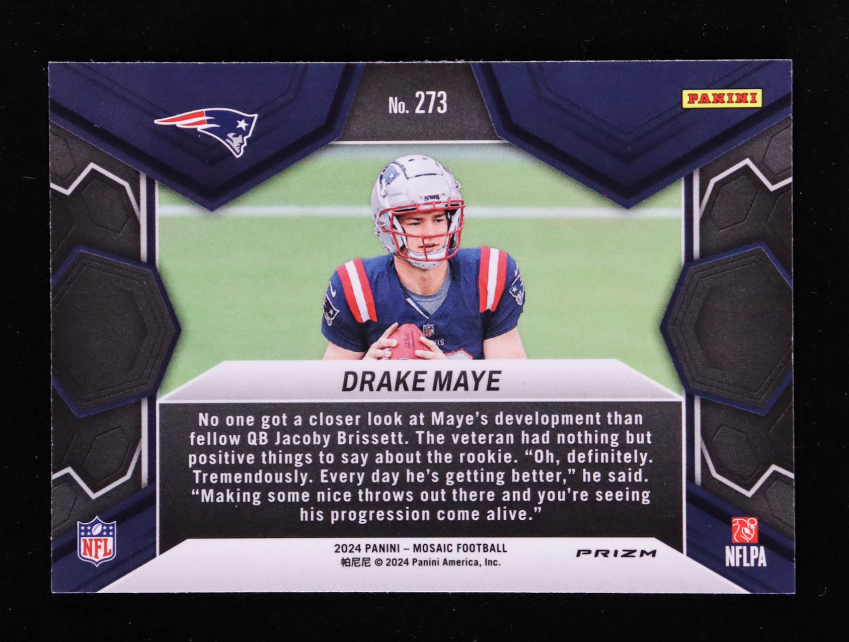 Drake Maye 2024 Panini Mosaic Mosaic Green #273 DEB RC at PristineAuction.com Drake Maye 2024 Panini Mosaic Mosaic Green #273 DEB RC at PristineAuction.com