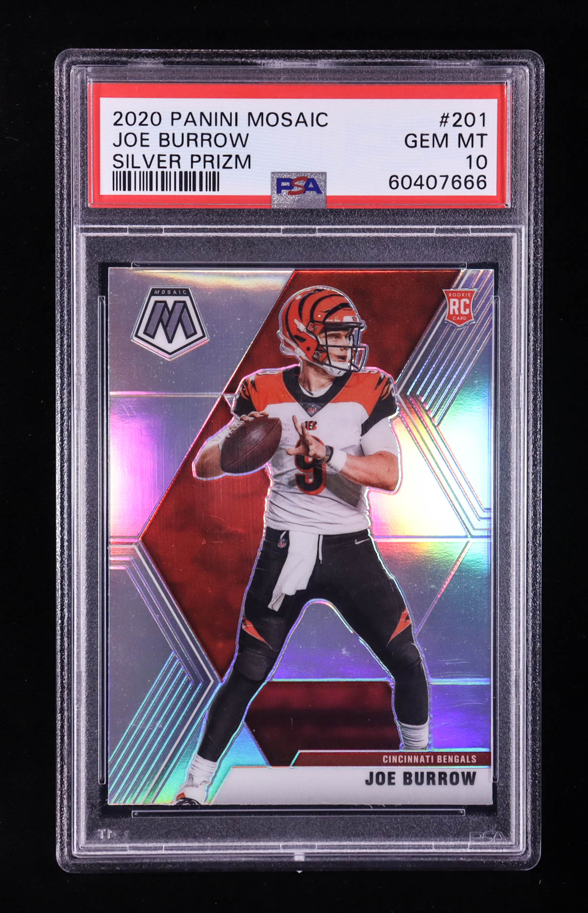 Joe Burrow 2020 Panini Mosaic Silver Prizm NFL Debut #201 RC (PSA 10) at PristineAuction.com Joe Burrow 2020 Panini Mosaic Silver Prizm NFL Debut #201 RC (PSA 10) at PristineAuction.com