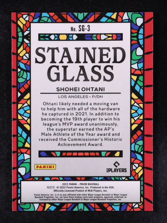 Shohei Ohtani 2022 Panini Prizm Stained Glass #3 at PristineAuction.com Shohei Ohtani 2022 Panini Prizm Stained Glass #3 at PristineAuction.com
