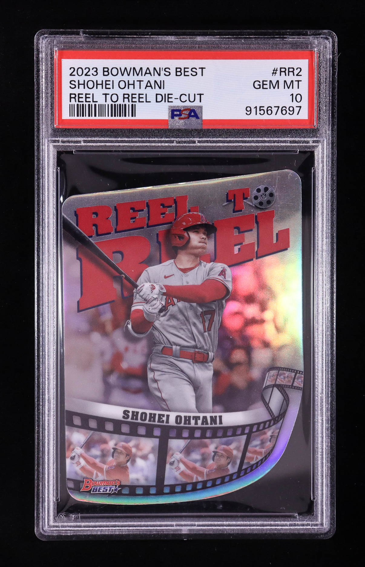Shohei Ohtani 2023 Bowman's Best Reel To Reel Die-Cut #RR-2 (PSA 10) at PristineAuction.com Shohei Ohtani 2023 Bowman's Best Reel To Reel Die-Cut #RR-2 (PSA 10) at PristineAuction.com