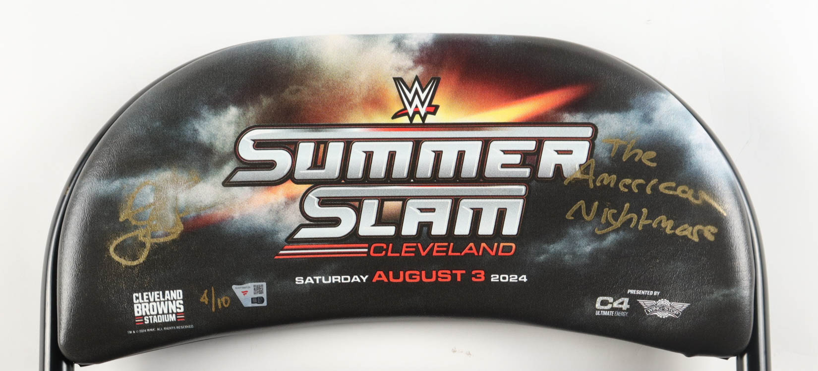 Cody Rhodes Signed LE WWE Foldable Chair Inscribed "The American Nightmare" #4/10 (Fanatics) at PristineAuction.com Cody Rhodes Signed LE WWE Foldable Chair Inscribed "The American Nightmare" #4/10 (Fanatics) at PristineAuction.com