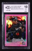 Giancarlo Stanton 2015 Topps Chrome Pink Refractors #65 (BCCG 10) at PristineAuction.com