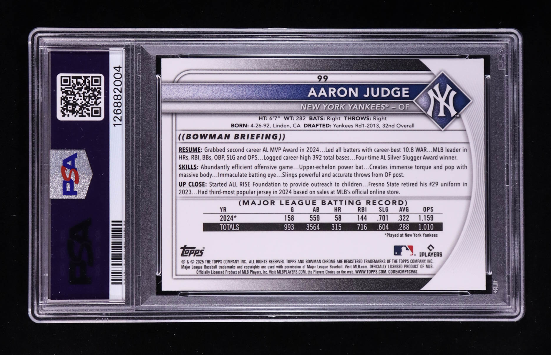 Aaron Judge 2025 Bowman Chrome Mega Box Navy Refractor #99 #078/175 (PSA 10) at PristineAuction.com Aaron Judge 2025 Bowman Chrome Mega Box Navy Refractor #99 #078/175 (PSA 10) at PristineAuction.com