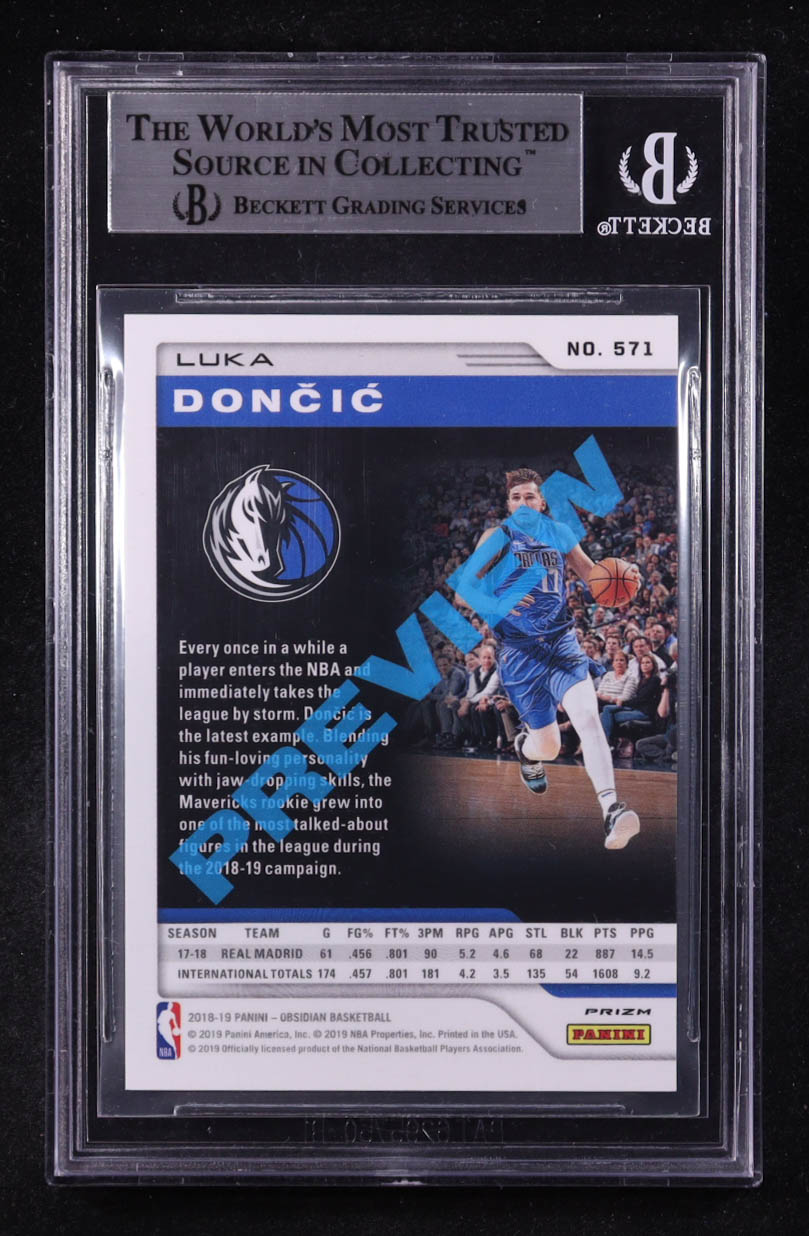 Luka Doncic 2018-19 Panini Chronicles #571 Obsidian Preview RC (BGS 9) at PristineAuction.com Luka Doncic 2018-19 Panini Chronicles #571 Obsidian Preview RC (BGS 9) at PristineAuction.com