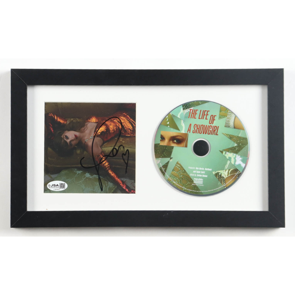 Taylor Swift Signed Custom Framed "The Life of a Showgirl" CD Album Insert Display with Disc (JSA) at PristineAuction.com
