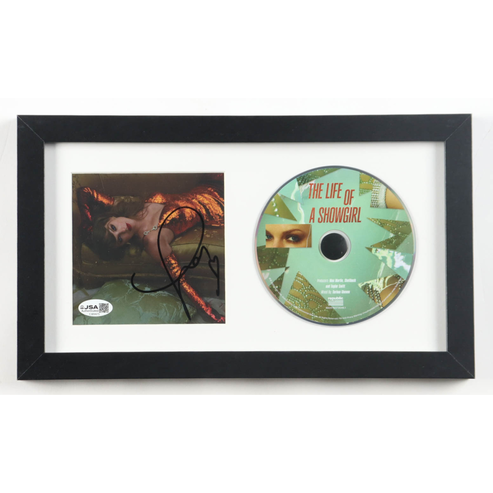 Taylor Swift Signed Custom Framed "The Life of a Showgirl" CD Album Insert Display with Disc (JSA) at PristineAuction.com