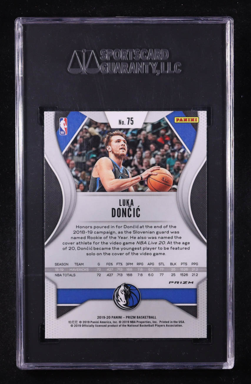 Luka Doncic 2019-20 Panini Prizm Prizms Green #75 (SGC 9) at PristineAuction.com Luka Doncic 2019-20 Panini Prizm Prizms Green #75 (SGC 9) at PristineAuction.com
