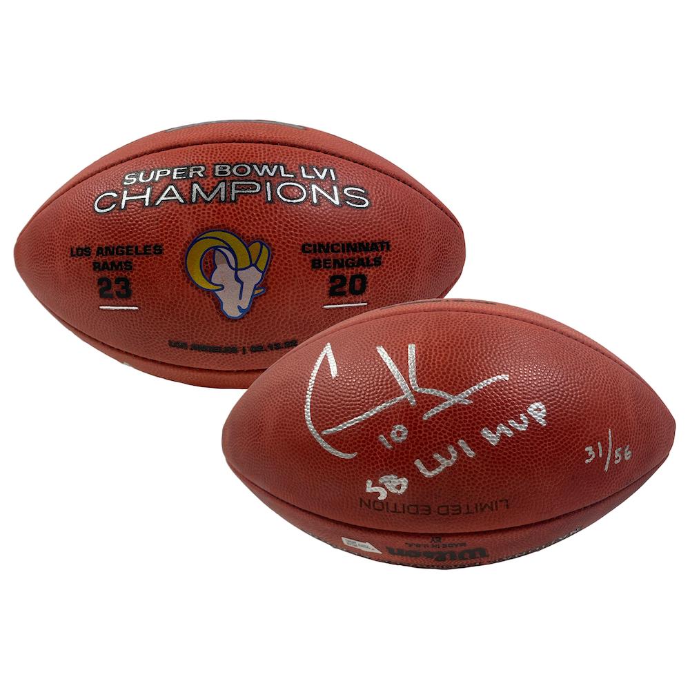 Cooper Kupp Signed LE Official NFL "The Duke" Super Bowl LVI Logo Game Ball Football Inscribed "SB LVI MVP" (Fanatics) at PristineAuction.com Cooper Kupp Signed LE Official NFL "The Duke" Super Bowl LVI Logo Game Ball Football Inscribed "SB LVI MVP" (Fanatics) at PristineAuction.com