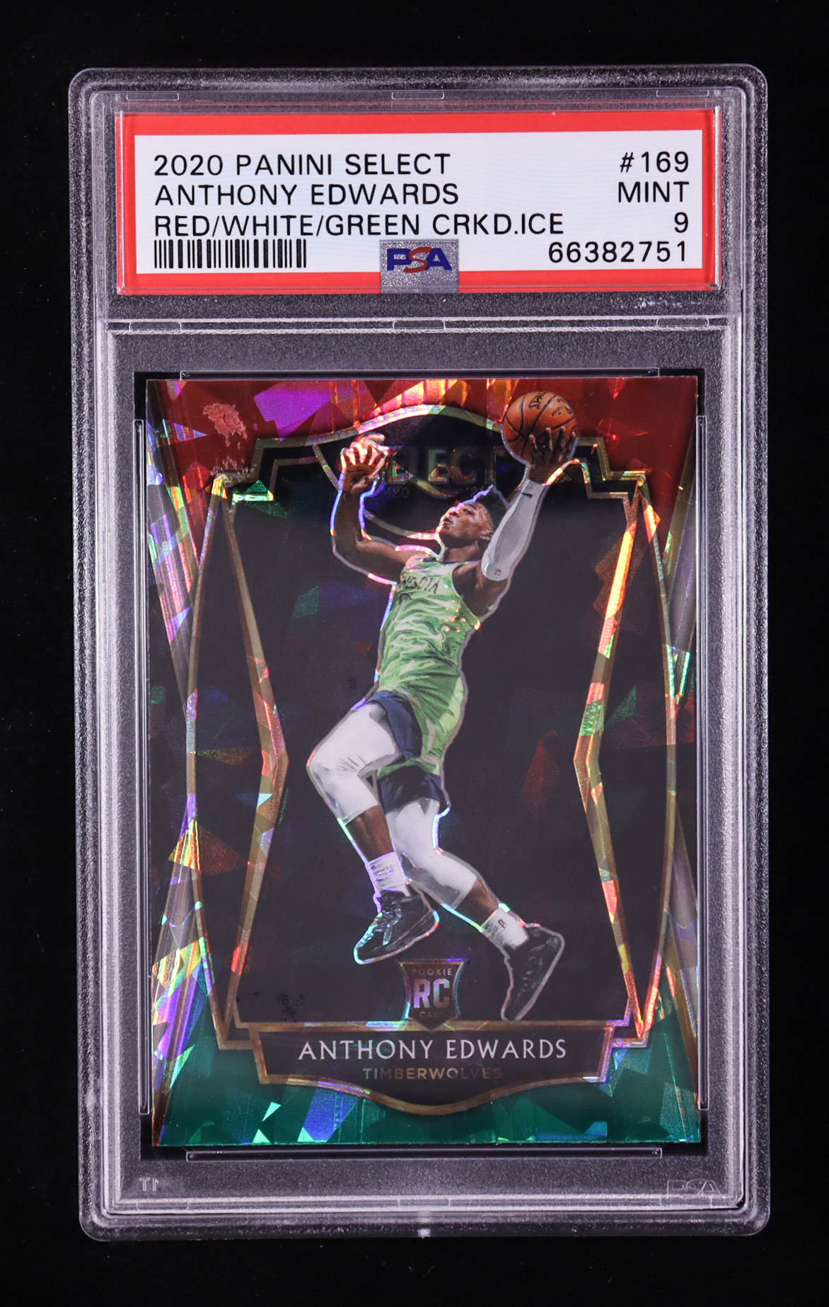 Anthony Edwards 2020-21 Select Prizms Red White Green Ice #169 RC (PSA 9) at PristineAuction.com Anthony Edwards 2020-21 Select Prizms Red White Green Ice #169 RC (PSA 9) at PristineAuction.com