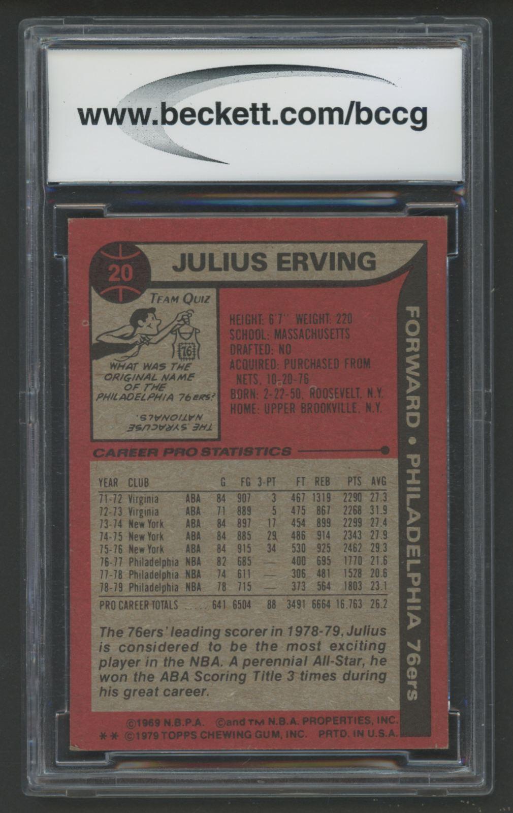 Julius Erving 1979-80 Topps #20 (BCCG 9) at PristineAuction.com Julius Erving 1979-80 Topps #20 (BCCG 9) at PristineAuction.com