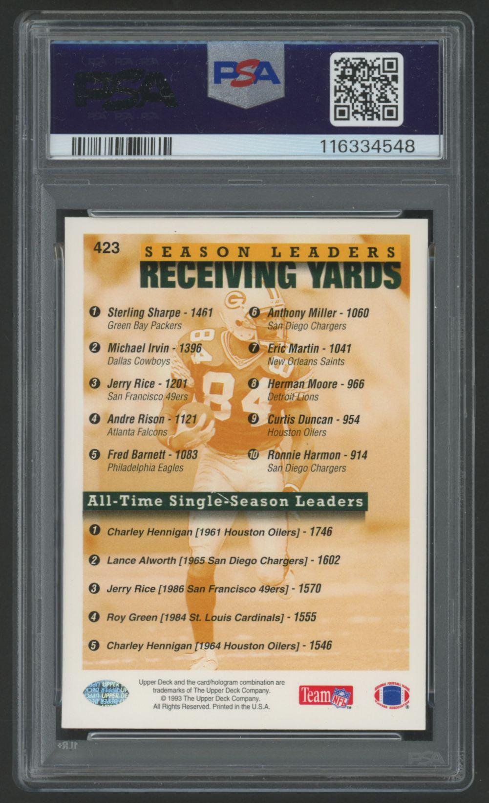 Sterling Sharpe Signed 1993 Upper Deck #423 (PSA | Auto 10) at PristineAuction.com Sterling Sharpe Signed 1993 Upper Deck #423 (PSA | Auto 10) at PristineAuction.com