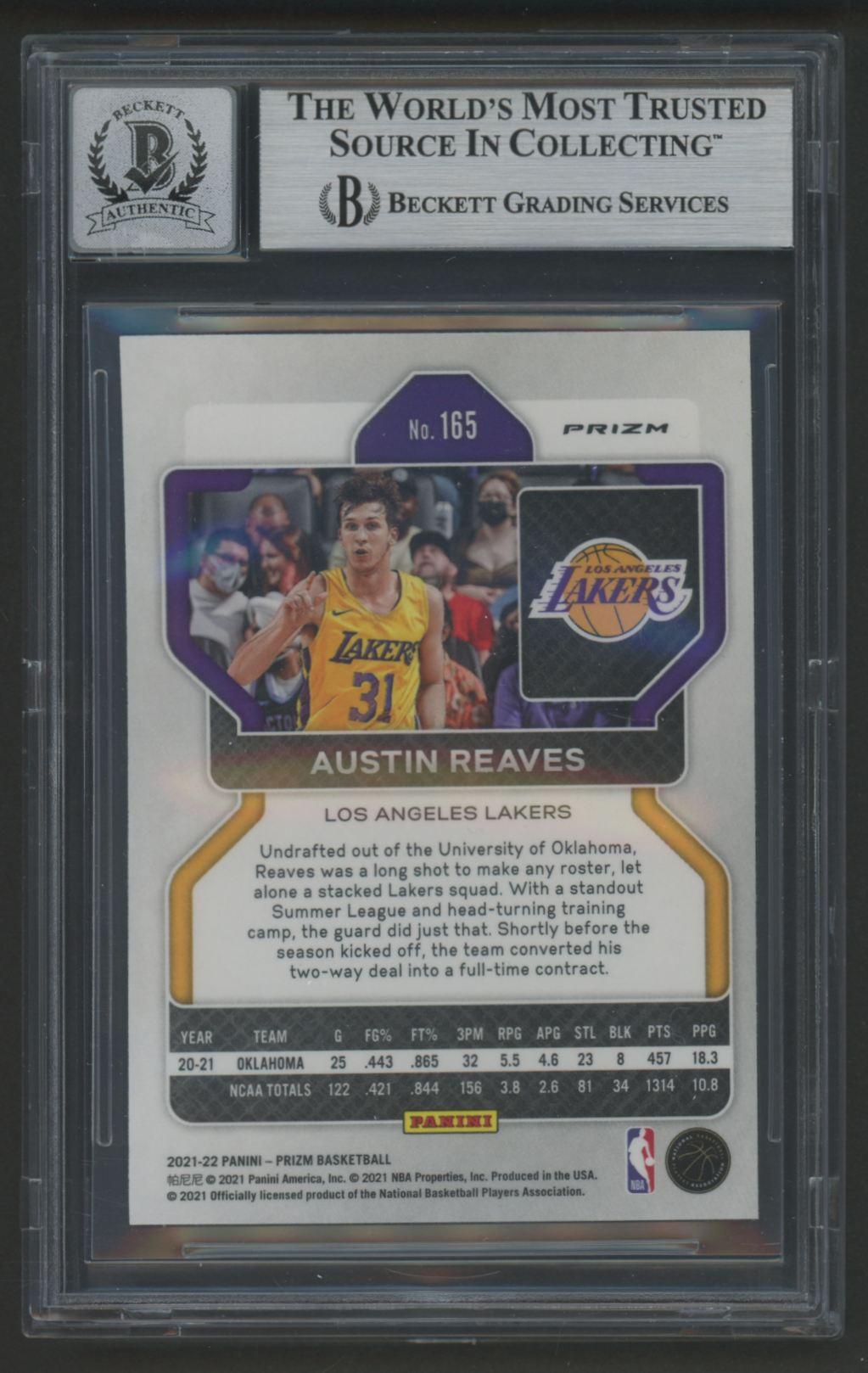 Austin Reaves Signed 2021-22 Panini Prizm Prizms Silver #165 (BGS | Auto 10) at PristineAuction.com Austin Reaves Signed 2021-22 Panini Prizm Prizms Silver #165 (BGS | Auto 10) at PristineAuction.com
