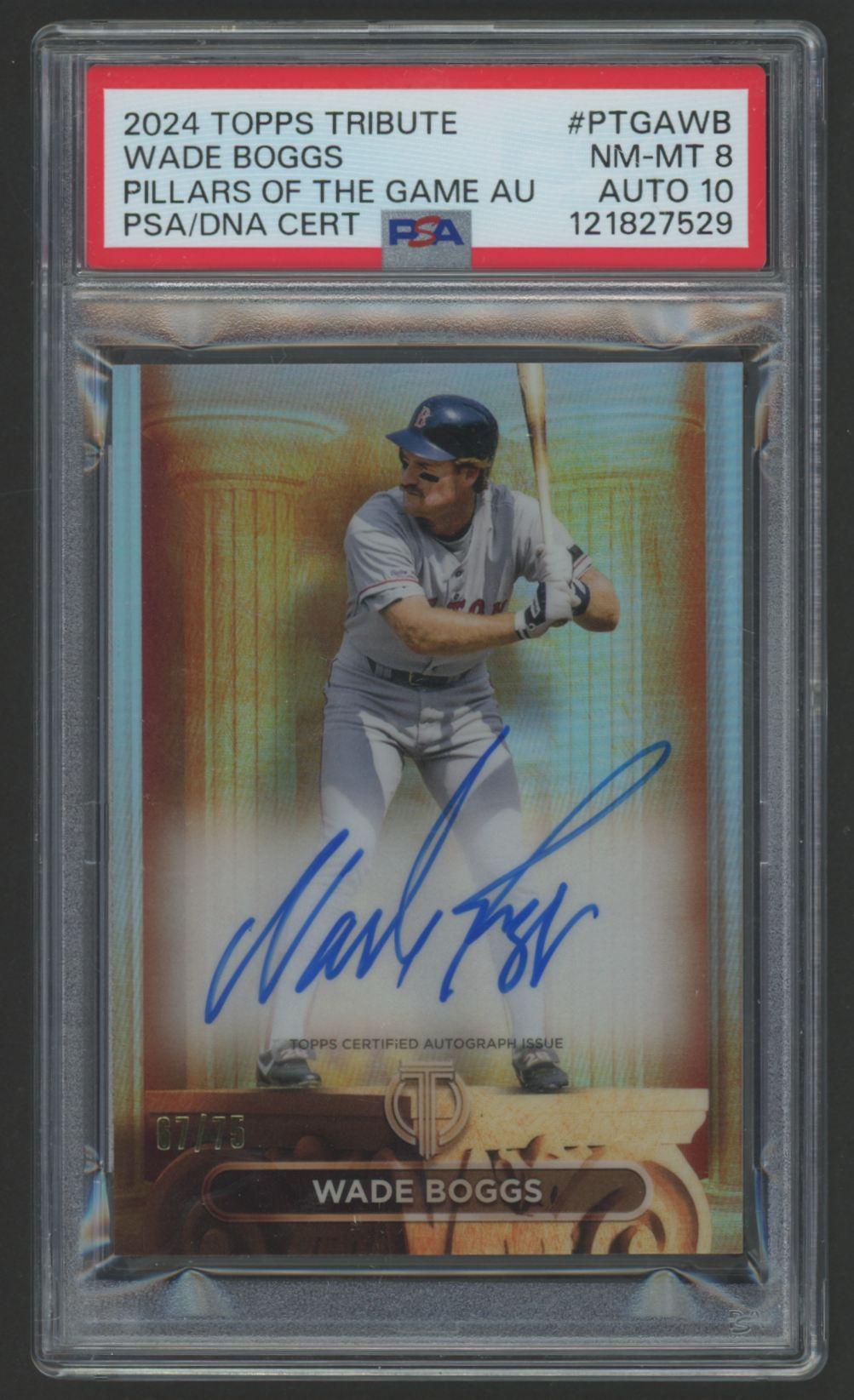 Wade Boggs 2024 Topps Tribute Pillars of the Game Autograph #WB #67/75 (PSA 8 | Auto 10) at PristineAuction.com Wade Boggs 2024 Topps Tribute Pillars of the Game Autograph #WB #67/75 (PSA 8 | Auto 10) at PristineAuction.com