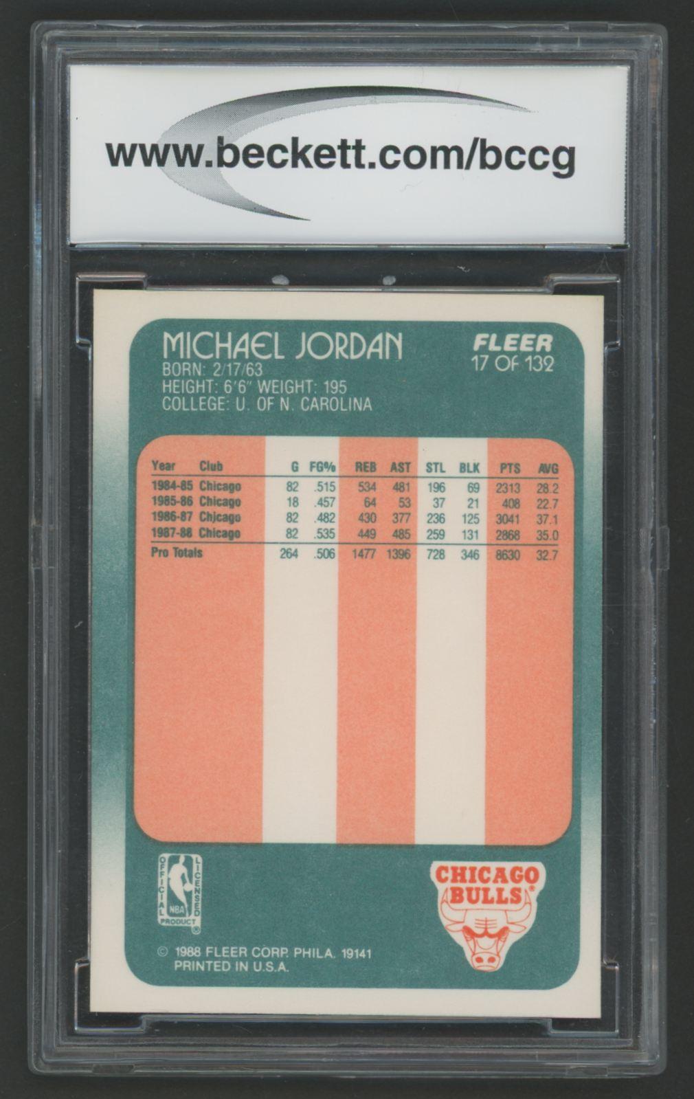 Michael Jordan 1988-89 Fleer #17 (BCCG 10) at PristineAuction.com Michael Jordan 1988-89 Fleer #17 (BCCG 10) at PristineAuction.com