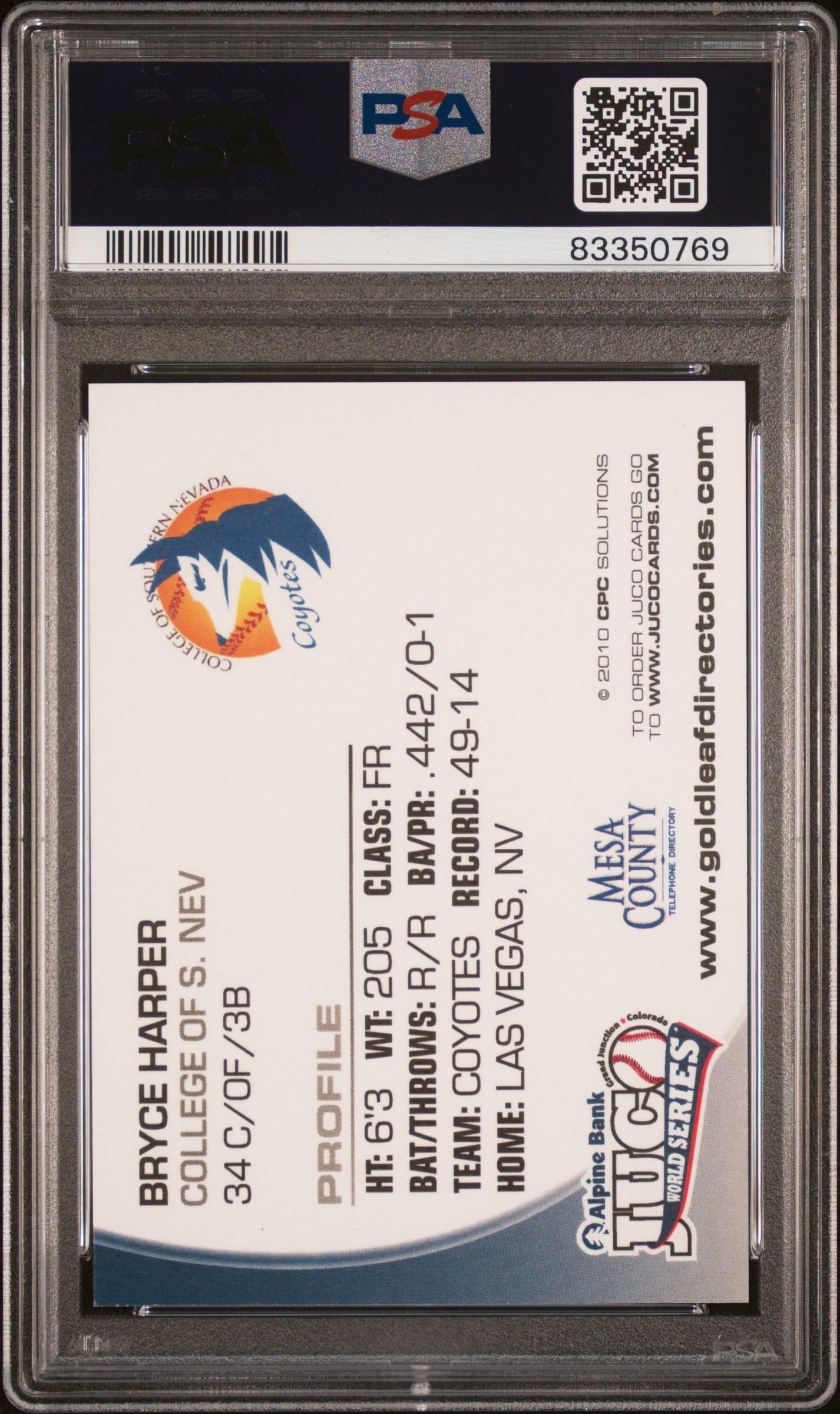 Bryce Harper 2010 JUCO World Series #1 RC (PSA 9) at PristineAuction.com Bryce Harper 2010 JUCO World Series #1 RC (PSA 9) at PristineAuction.com