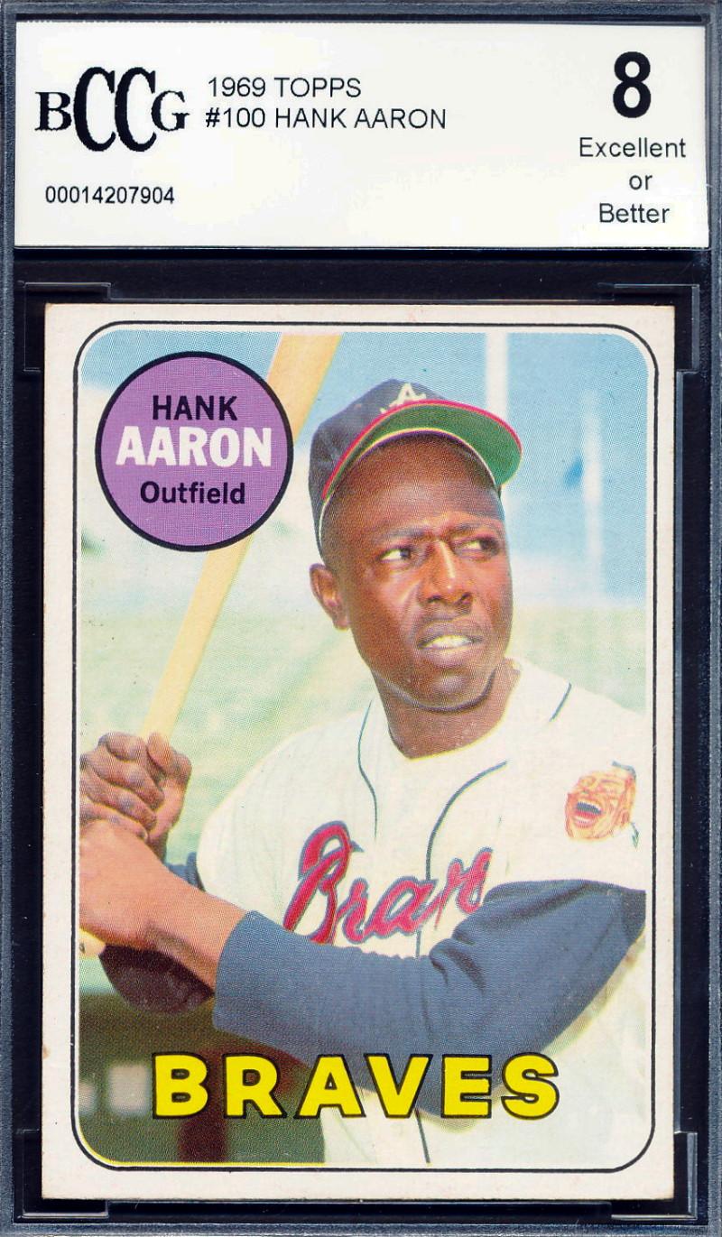 Hank Aaron 1969 Topps #100 (BCCG 8) at PristineAuction.com Hank Aaron 1969 Topps #100 (BCCG 8) at PristineAuction.com