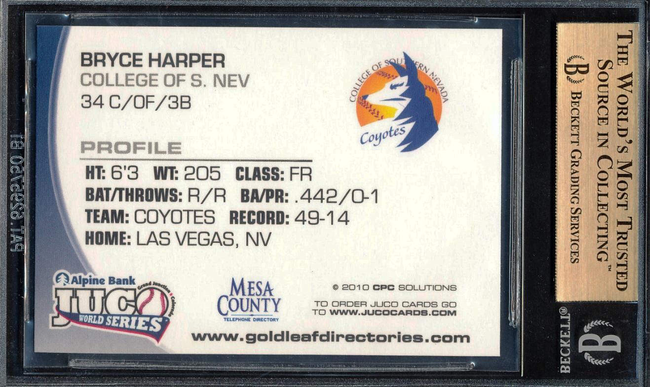 Bryce Harper 2010 JUCO World Series #1 (BGS 9.5) at PristineAuction.com Bryce Harper 2010 JUCO World Series #1 (BGS 9.5) at PristineAuction.com