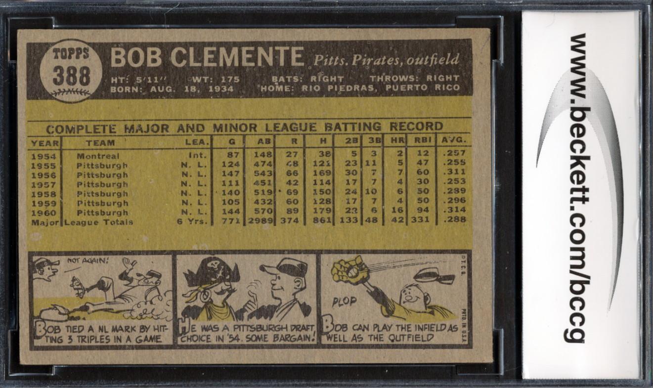 Roberto Clemente 1961 Topps #388 (BCCG 8) at PristineAuction.com Roberto Clemente 1961 Topps #388 (BCCG 8) at PristineAuction.com
