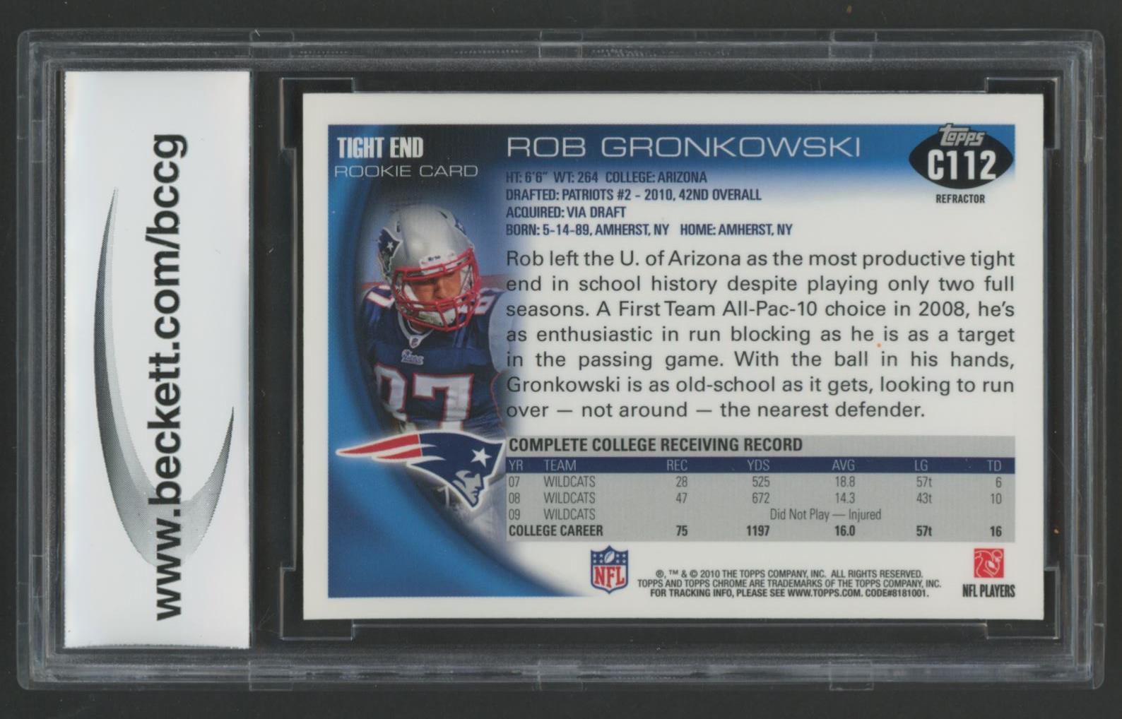 Rob Gronkowski 2010 Topps Chrome Xfractors #C112 (BCCG 10) at PristineAuction.com Rob Gronkowski 2010 Topps Chrome Xfractors #C112 (BCCG 10) at PristineAuction.com