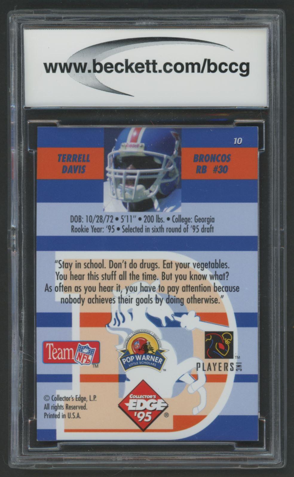 Terrell Davis 1995 Collector's Edge Instant Replay Prisms #10 RC (BCCG 10) at PristineAuction.com Terrell Davis 1995 Collector's Edge Instant Replay Prisms #10 RC (BCCG 10) at PristineAuction.com