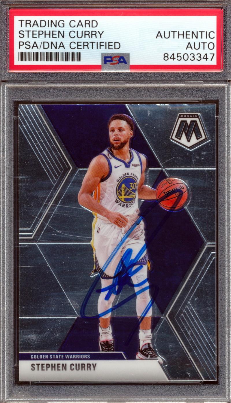 Stephen Curry Signed 2019-20 Panini Mosaic #70 (PSA) at PristineAuction.com Stephen Curry Signed 2019-20 Panini Mosaic #70 (PSA) at PristineAuction.com