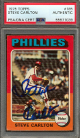 Steve Carlton Signed 1975 Topps #185 (PSA) at PristineAuction.com