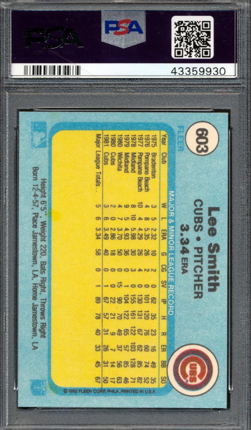 Lee Smith Signed 1982 Fleer #603 RC (PSA 10) at PristineAuction.com Lee Smith Signed 1982 Fleer #603 RC (PSA 10) at PristineAuction.com