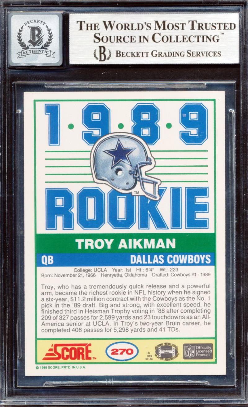 Troy Aikman Signed 1989 Score #270 RC (BGS | Autograph Graded 10) at PristineAuction.com Troy Aikman Signed 1989 Score #270 RC (BGS | Autograph Graded 10) at PristineAuction.com