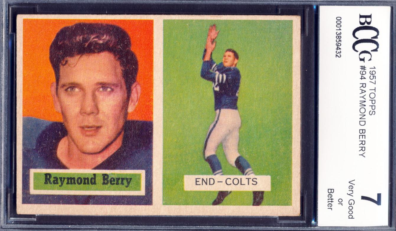 Raymond Berry 1957 Topps #94 RC (BCCG 7) at PristineAuction.com Raymond Berry 1957 Topps #94 RC (BCCG 7) at PristineAuction.com