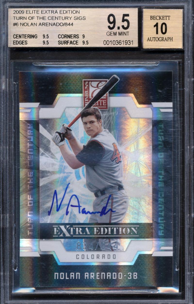 Nolan Arenado 2009 Elite Extra Edition Turn of the Century Signatures #6 #834/844 (BGS 9.5 | Auto 10) at PristineAuction.com Nolan Arenado 2009 Elite Extra Edition Turn of the Century Signatures #6 #834/844 (BGS 9.5 | Auto 10) at PristineAuction.com