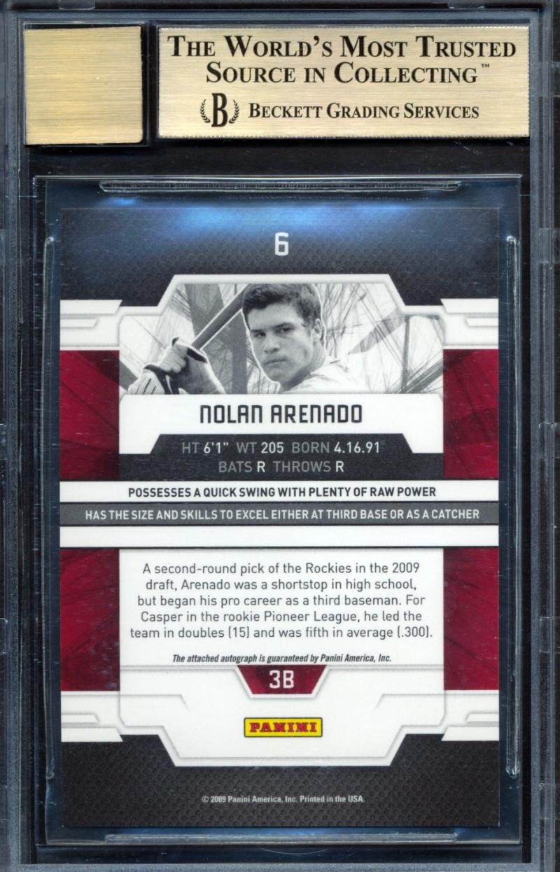 Nolan Arenado 2009 Elite Extra Edition Turn of the Century Signatures #6 #834/844 (BGS 9.5 | Auto 10) at PristineAuction.com Nolan Arenado 2009 Elite Extra Edition Turn of the Century Signatures #6 #834/844 (BGS 9.5 | Auto 10) at PristineAuction.com