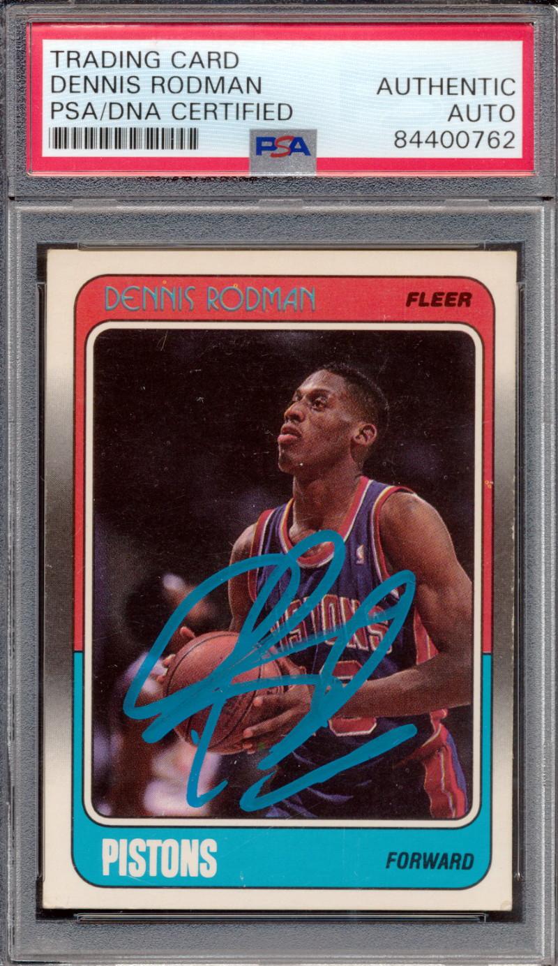Dennis Rodman Signed 1988-89 Fleer #43 RC (PSA) at PristineAuction.com Dennis Rodman Signed 1988-89 Fleer #43 RC (PSA) at PristineAuction.com
