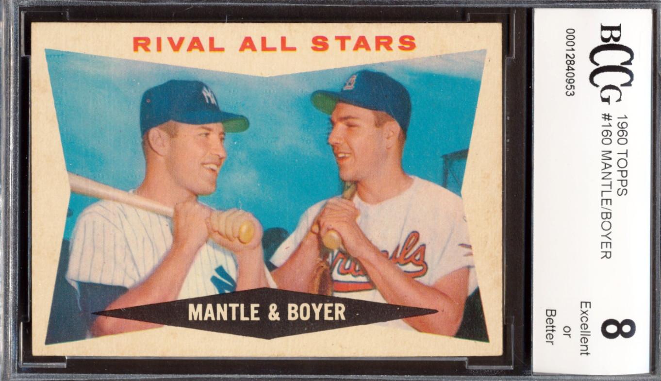 Mickey Mantle / Ken Boyer 1960 Topps #160 Rival All-Stars (BCCG 8) at PristineAuction.com Mickey Mantle / Ken Boyer 1960 Topps #160 Rival All-Stars (BCCG 8) at PristineAuction.com