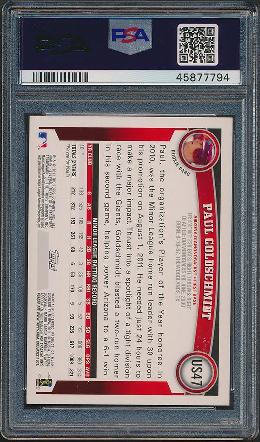 Paul Goldschmidt 2011 Topps Update Diamond Anniversary #US47 (PSA 9) at PristineAuction.com Paul Goldschmidt 2011 Topps Update Diamond Anniversary #US47 (PSA 9) at PristineAuction.com