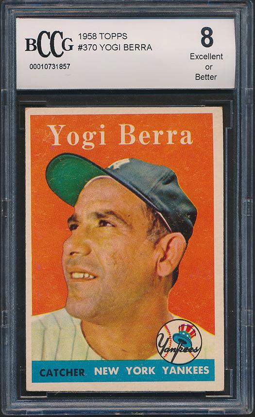 Yogi Berra 1958 Topps #370 (BCCG 8) at PristineAuction.com Yogi Berra 1958 Topps #370 (BCCG 8) at PristineAuction.com
