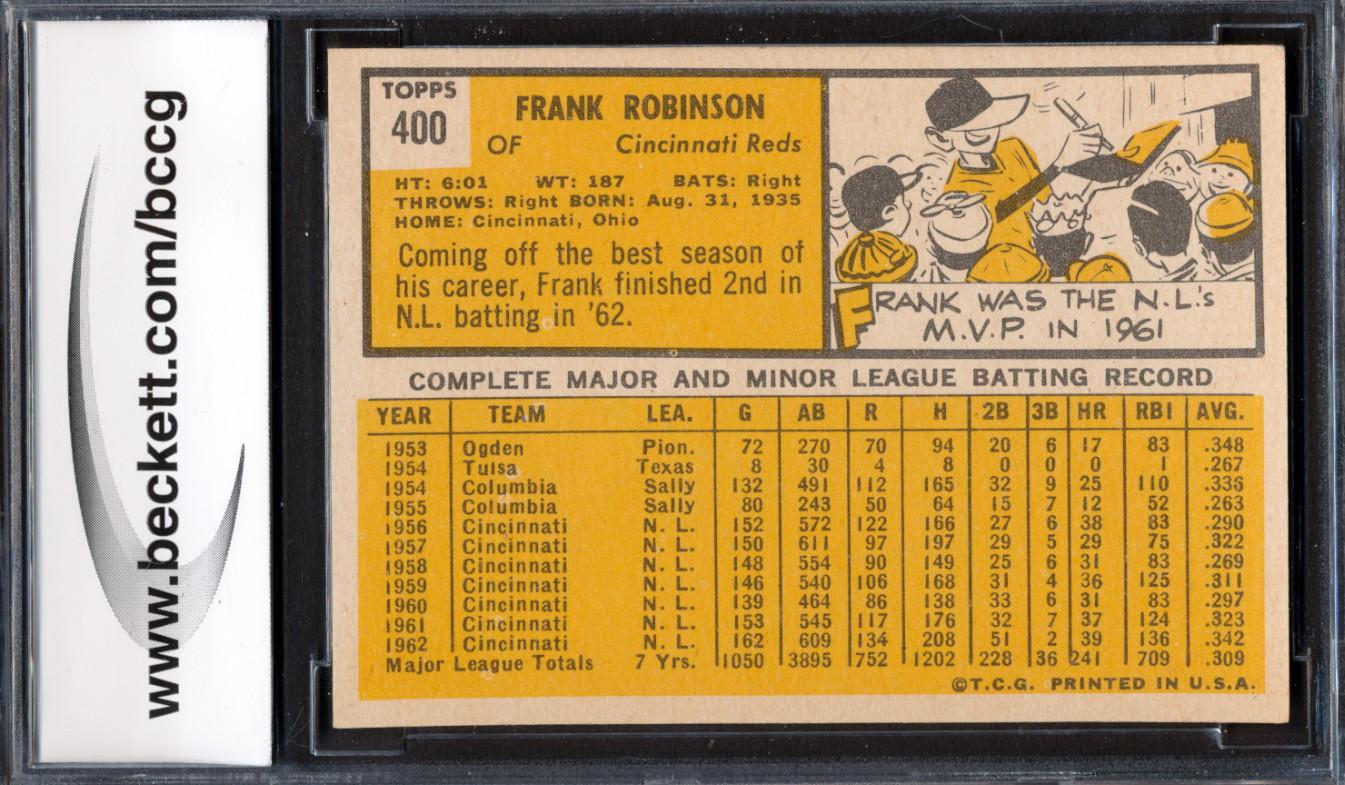 Frank Robinson 1963 Topps #400 (BCCG 9) at PristineAuction.com Frank Robinson 1963 Topps #400 (BCCG 9) at PristineAuction.com