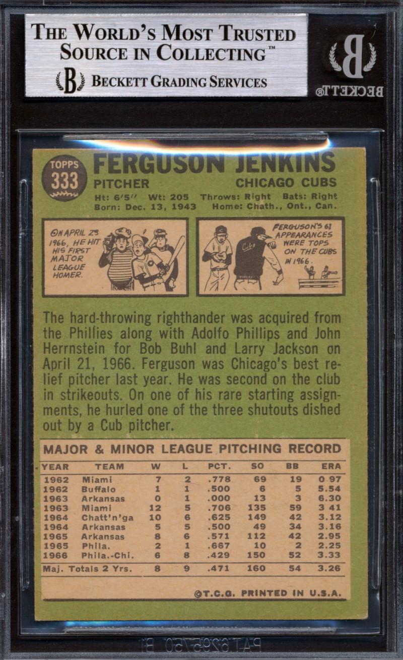 Fergie Jenkins Signed 1967 Topps #333 (BGS) at PristineAuction.com Fergie Jenkins Signed 1967 Topps #333 (BGS) at PristineAuction.com