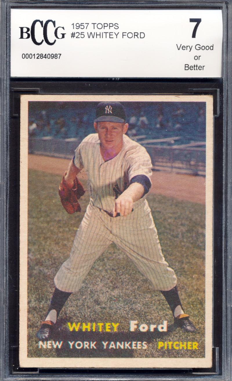 Whitey Ford 1957 Topps #25 (BCCG 7) at PristineAuction.com Whitey Ford 1957 Topps #25 (BCCG 7) at PristineAuction.com