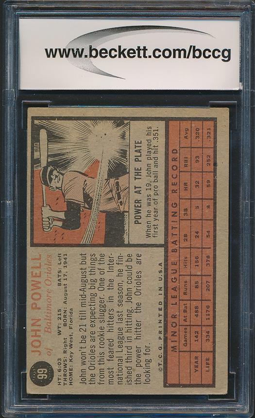 Boog Powell 1962 Topps #99 RC (BCCG 7) at PristineAuction.com Boog Powell 1962 Topps #99 RC (BCCG 7) at PristineAuction.com